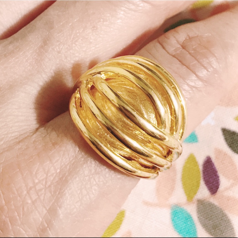 18k Gold plated Statement Ring lead free SZ 8 NWT